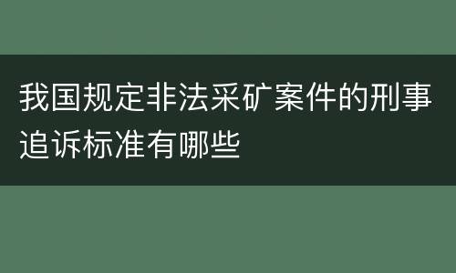 我国规定非法采矿案件的刑事追诉标准有哪些