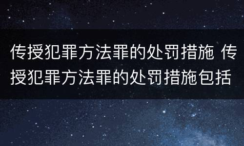 传授犯罪方法罪的处罚措施 传授犯罪方法罪的处罚措施包括