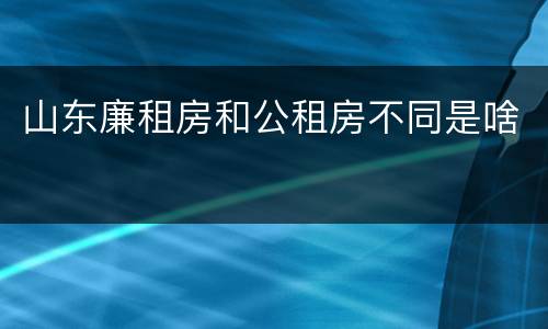 山东廉租房和公租房不同是啥