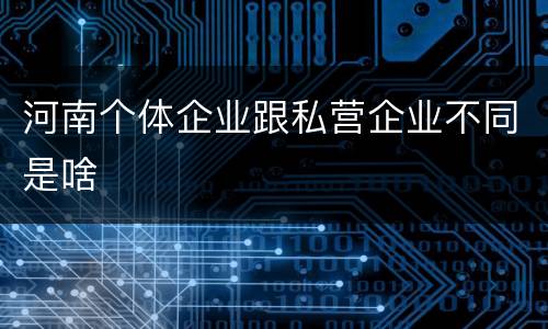 河南个体企业跟私营企业不同是啥