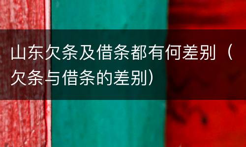 山东欠条及借条都有何差别（欠条与借条的差别）