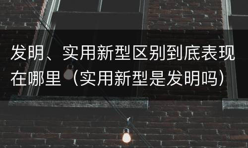 发明、实用新型区别到底表现在哪里（实用新型是发明吗）