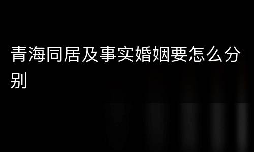 青海同居及事实婚姻要怎么分别