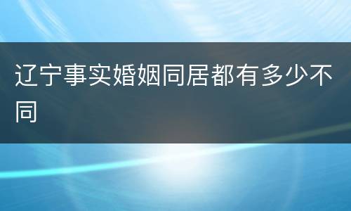 辽宁事实婚姻同居都有多少不同