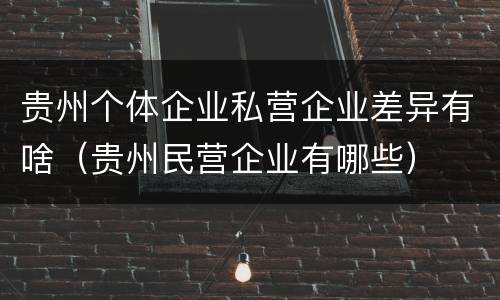 贵州个体企业私营企业差异有啥（贵州民营企业有哪些）
