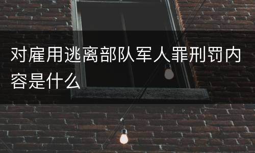 对雇用逃离部队军人罪刑罚内容是什么