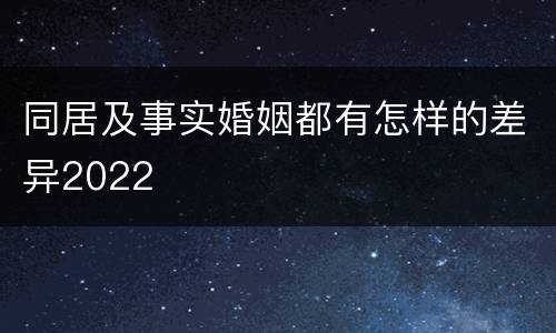 同居及事实婚姻都有怎样的差异2022