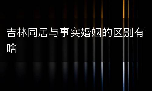吉林同居与事实婚姻的区别有啥
