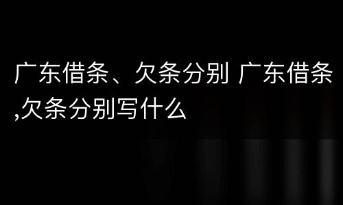 广东借条、欠条分别 广东借条,欠条分别写什么