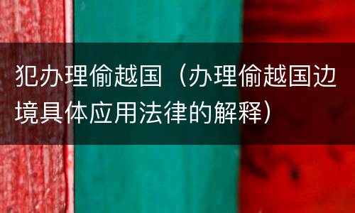 犯办理偷越国（办理偷越国边境具体应用法律的解释）