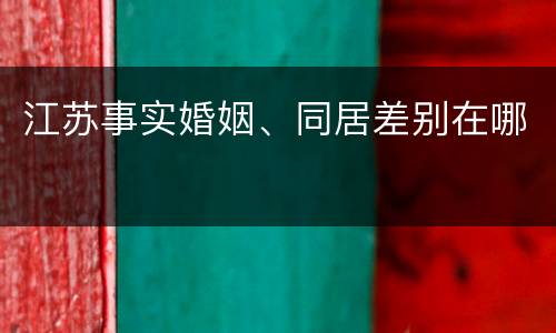 江苏事实婚姻、同居差别在哪