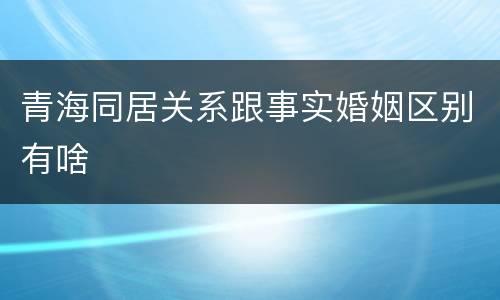 青海同居关系跟事实婚姻区别有啥