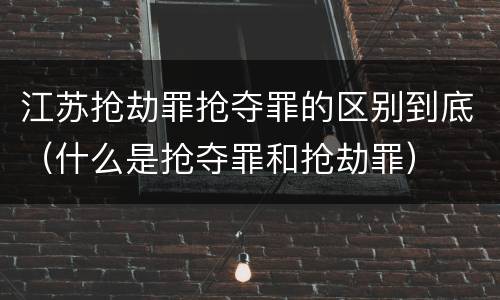 江苏抢劫罪抢夺罪的区别到底（什么是抢夺罪和抢劫罪）