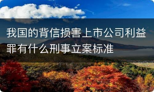 我国的背信损害上市公司利益罪有什么刑事立案标准