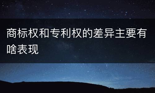 商标权和专利权的差异主要有啥表现