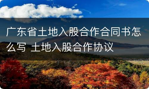 广东省土地入股合作合同书怎么写 土地入股合作协议