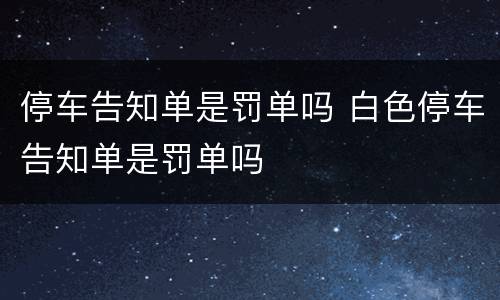 停车告知单是罚单吗 白色停车告知单是罚单吗
