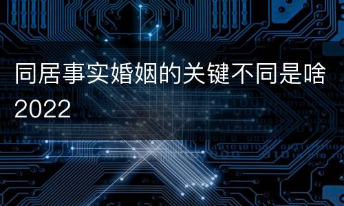同居事实婚姻的关键不同是啥2022