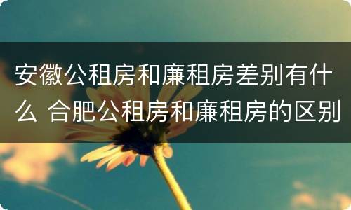 安徽公租房和廉租房差别有什么 合肥公租房和廉租房的区别