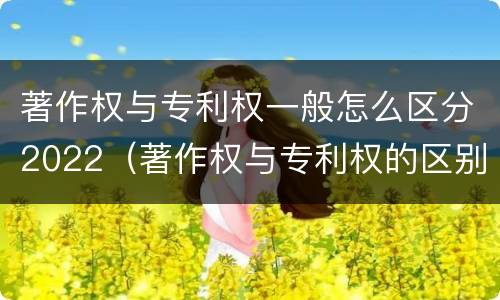 著作权与专利权一般怎么区分2022（著作权与专利权的区别有哪些）