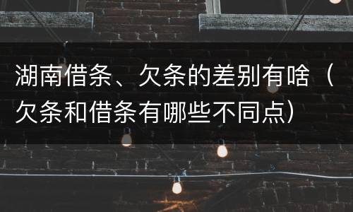湖南借条、欠条的差别有啥（欠条和借条有哪些不同点）