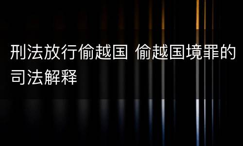 刑法放行偷越国 偷越国境罪的司法解释