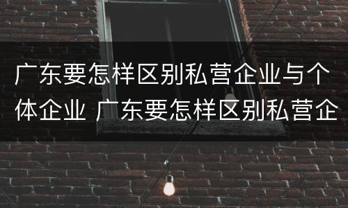 广东要怎样区别私营企业与个体企业 广东要怎样区别私营企业与个体企业呢
