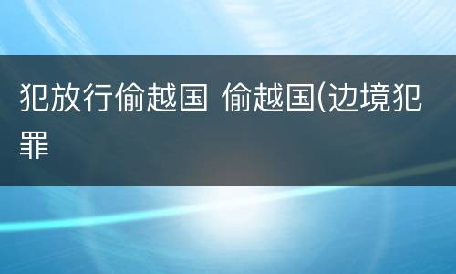 犯放行偷越国 偷越国(边境犯罪
