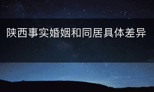 陕西事实婚姻和同居具体差异