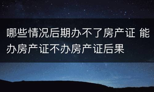 哪些情况后期办不了房产证 能办房产证不办房产证后果