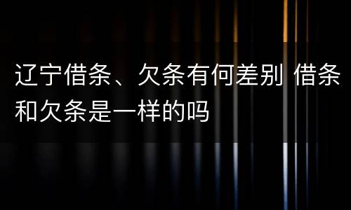 辽宁借条、欠条有何差别 借条和欠条是一样的吗