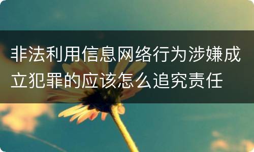 非法利用信息网络行为涉嫌成立犯罪的应该怎么追究责任