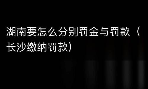 湖南要怎么分别罚金与罚款（长沙缴纳罚款）