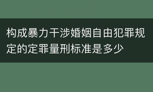 构成暴力干涉婚姻自由犯罪规定的定罪量刑标准是多少