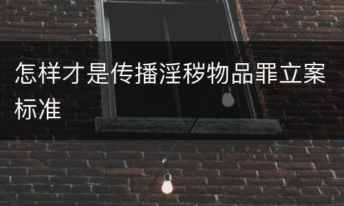怎样才是传播淫秽物品罪立案标准