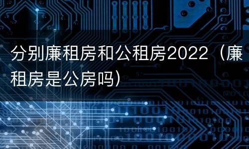 分别廉租房和公租房2022（廉租房是公房吗）