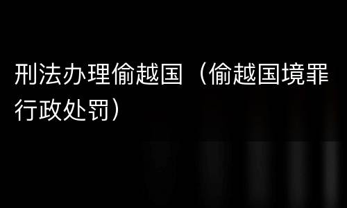刑法办理偷越国（偷越国境罪行政处罚）