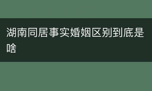湖南同居事实婚姻区别到底是啥