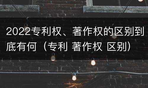 2022专利权、著作权的区别到底有何（专利 著作权 区别）