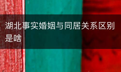 湖北事实婚姻与同居关系区别是啥