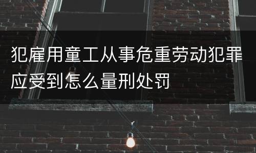犯雇用童工从事危重劳动犯罪应受到怎么量刑处罚
