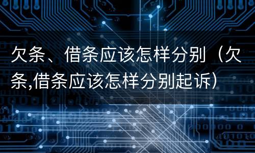 欠条、借条应该怎样分别（欠条,借条应该怎样分别起诉）
