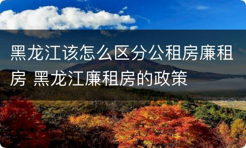 黑龙江该怎么区分公租房廉租房 黑龙江廉租房的政策