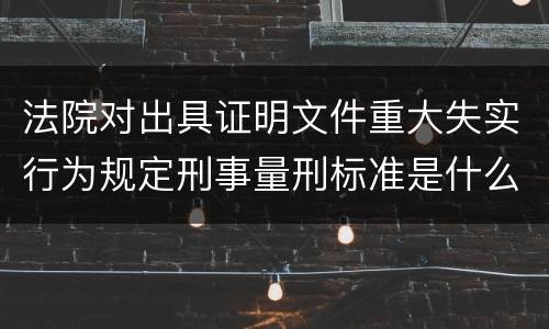 法院对出具证明文件重大失实行为规定刑事量刑标准是什么