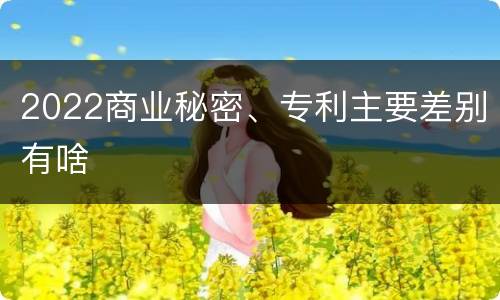 2022商业秘密、专利主要差别有啥