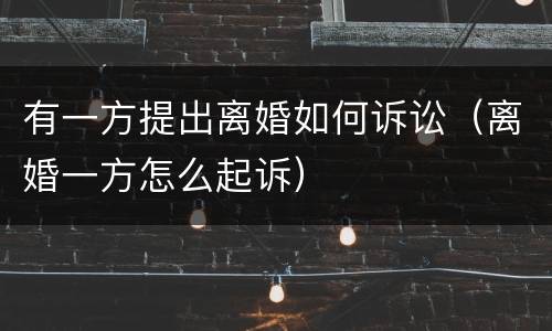 有一方提出离婚如何诉讼（离婚一方怎么起诉）