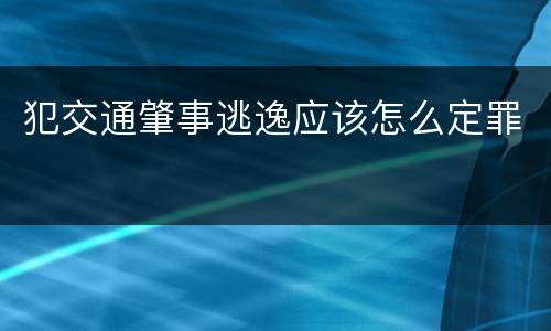 犯交通肇事逃逸应该怎么定罪