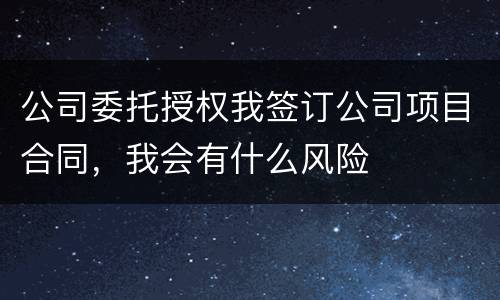 公司委托授权我签订公司项目合同，我会有什么风险