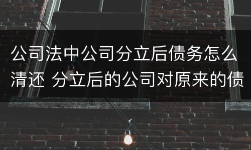 公司法中公司分立后债务怎么清还 分立后的公司对原来的债务怎么承担