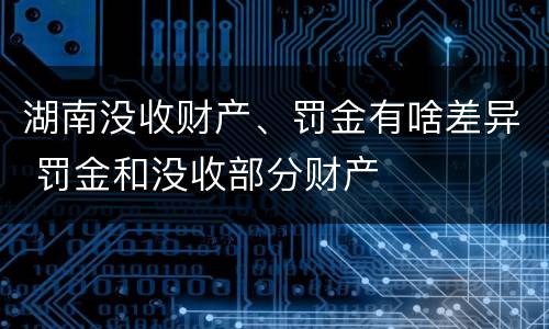 湖南没收财产、罚金有啥差异 罚金和没收部分财产